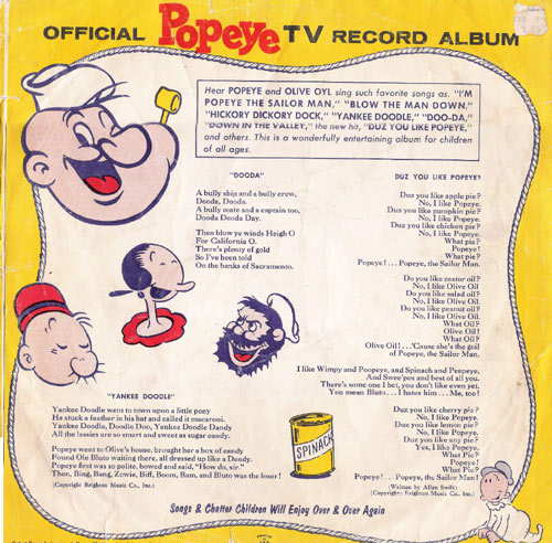 popeye Capt Allen Swift kiddie records